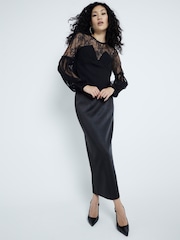 River Island Black Lace Sequin Detail Blouse - Image 2 of 4