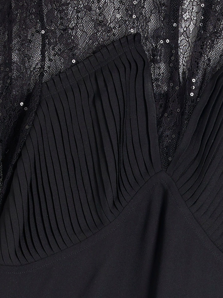 River Island Black Lace Sequin Detail Blouse - Image 6 of 6