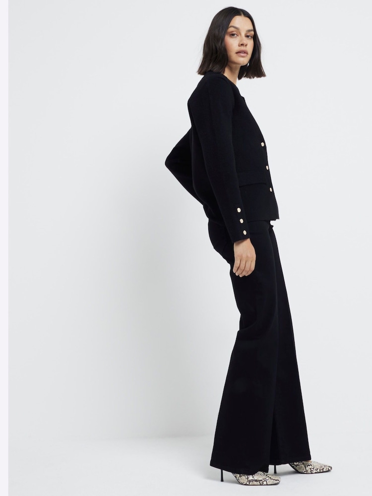 River Island Black High Rise Wide Leg 100% Cotton Jeans - Image 2 of 6 River Island Black High Rise Wide Leg 100% Cotton Jeans - Image 2 of 6
