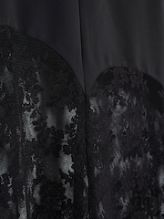 River Island Black Petite Satin Lace Trim Midi Skirt - Image 6 of 6