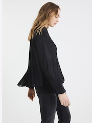 River Island Black Lace Applique Pleated Blouse - Image 3 of 6