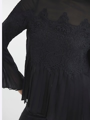 River Island Black Lace Applique Pleated Blouse - Image 4 of 6
