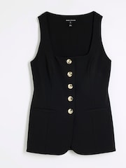 River Island Black Square Neck Waistcoat - Image 3 of 4