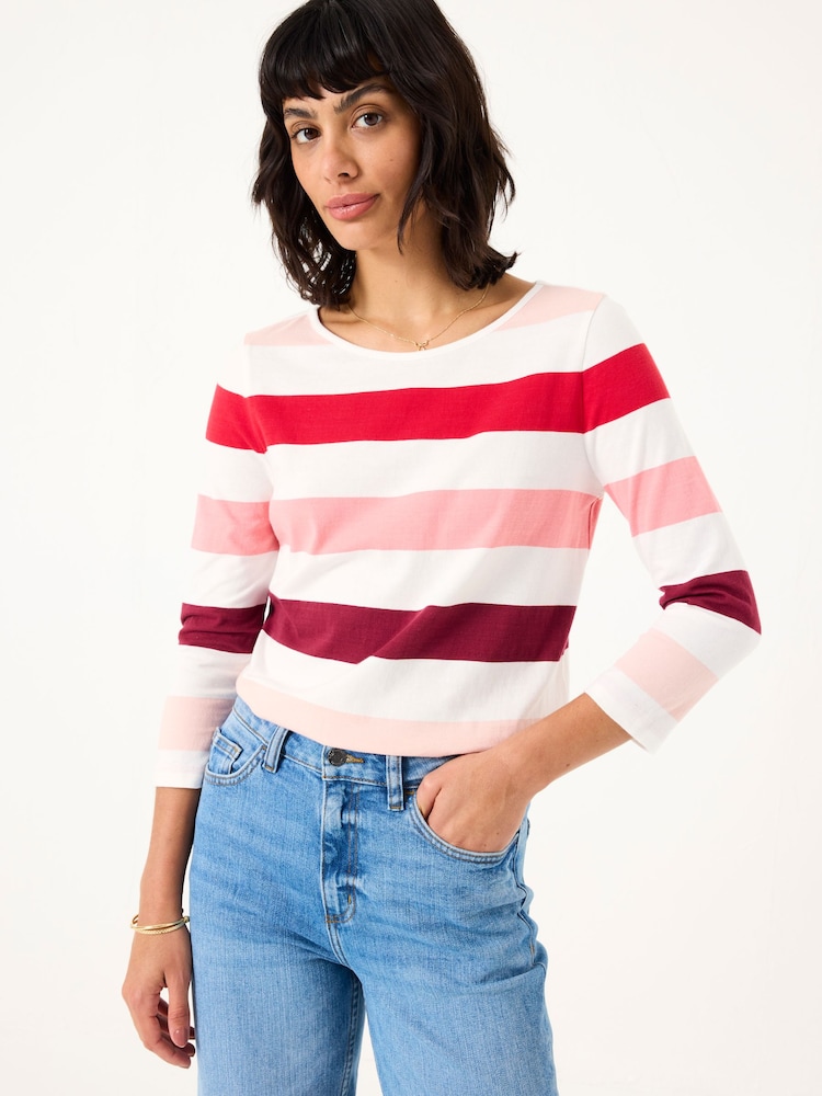 FatFace Breton Pink 100% Cotton Long Sleeve Summer Top - Image 1 of 10