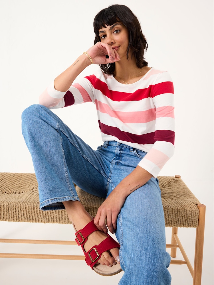 FatFace Breton Pink 100% Cotton Long Sleeve Summer Top - Image 3 of 10