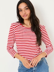 FatFace Ria Red Stripe 100% Cotton Top - Image 1 of 6