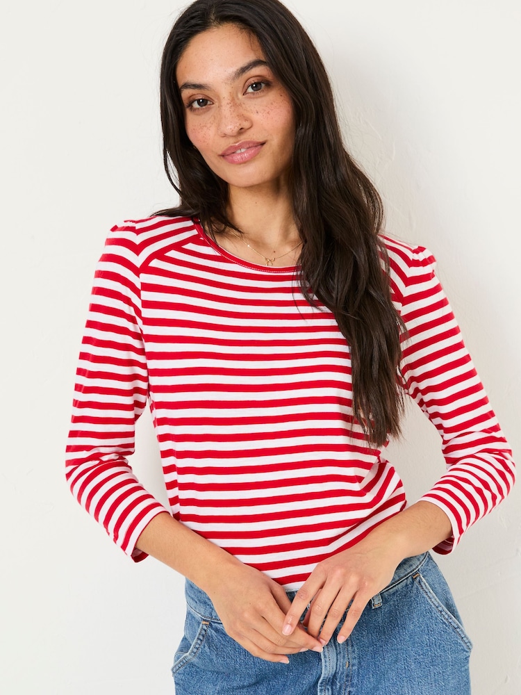 FatFace Ria Red Stripe 100% Cotton Top - Image 1 of 6