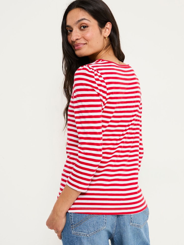 FatFace Ria Red Stripe 100% Cotton Top - Image 2 of 6