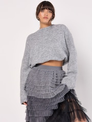 Apricot Grey 3 Colour Ombre Tulle Maxi Skirt - Image 4 of 5