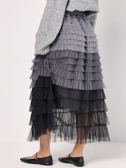 Apricot Grey 3 Colour Ombre Tulle Maxi Skirt - Image 5 of 5