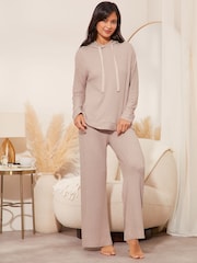 Lipsy Camel Petite Super Soft Lounge Wide Leg Joggers - Image 3 of 4