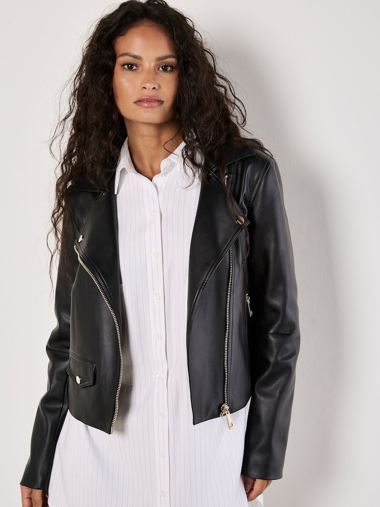 Apricot Black Biker Jacket - Image 2 of 5