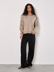 Apricot Natural Oversized Blanket Stitch Jumper - Image 2 of 5