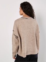 Apricot Natural Oversized Blanket Stitch Jumper - Image 4 of 5