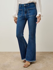 Apricot Blue Lucia Retro 2 Pockets Flare Jeans - Image 2 of 5