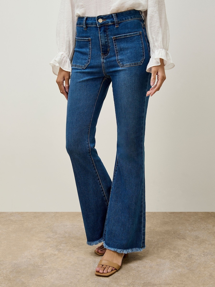 Apricot Blue Lucia Retro 2 Pockets Flare Jeans - Image 2 of 5