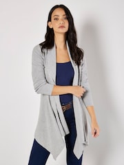Apricot Grey Self Chevron Waterfall Cardigan - Image 1 of 5