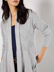 Apricot Grey Self Chevron Waterfall Cardigan - Image 2 of 5
