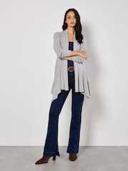 Apricot Grey Self Chevron Waterfall Cardigan - Image 3 of 5