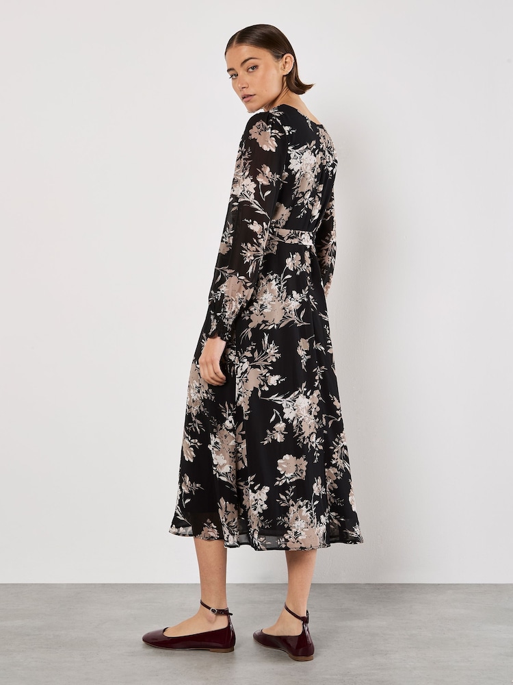 Apricot Black Floral Print Extravaganza Midaxi Dress - Image 2 of 5
