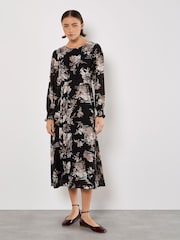 Apricot Black Floral Print Extravaganza Midaxi Dress - Image 4 of 5