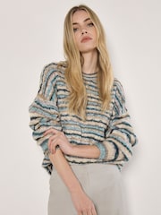 Apricot Green Multicoloured Stripe Aran Jumper - Image 1 of 5