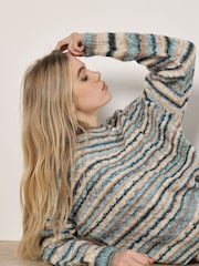 Apricot Green Multicoloured Stripe Aran Jumper - Image 4 of 5