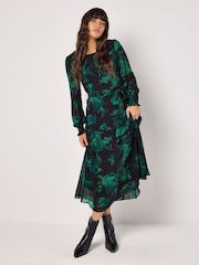 Apricot Green Floral Print Extravaganza Midaxi Dress - Image 3 of 5