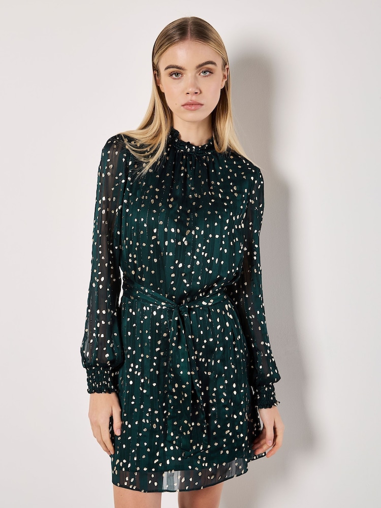 Apricot Green Gold Foil Scattered Dot Dress - Image 1 of 4