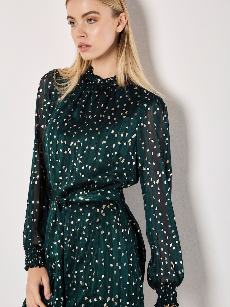 Apricot Green Gold Foil Scattered Dot Dress - Image 4 of 4