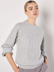 Apricot Grey Graduated Line Pearl Jumper - Image 1 of 4