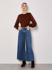Apricot Brown Chiffon Crochet Sleeves Jumper - Image 2 of 4