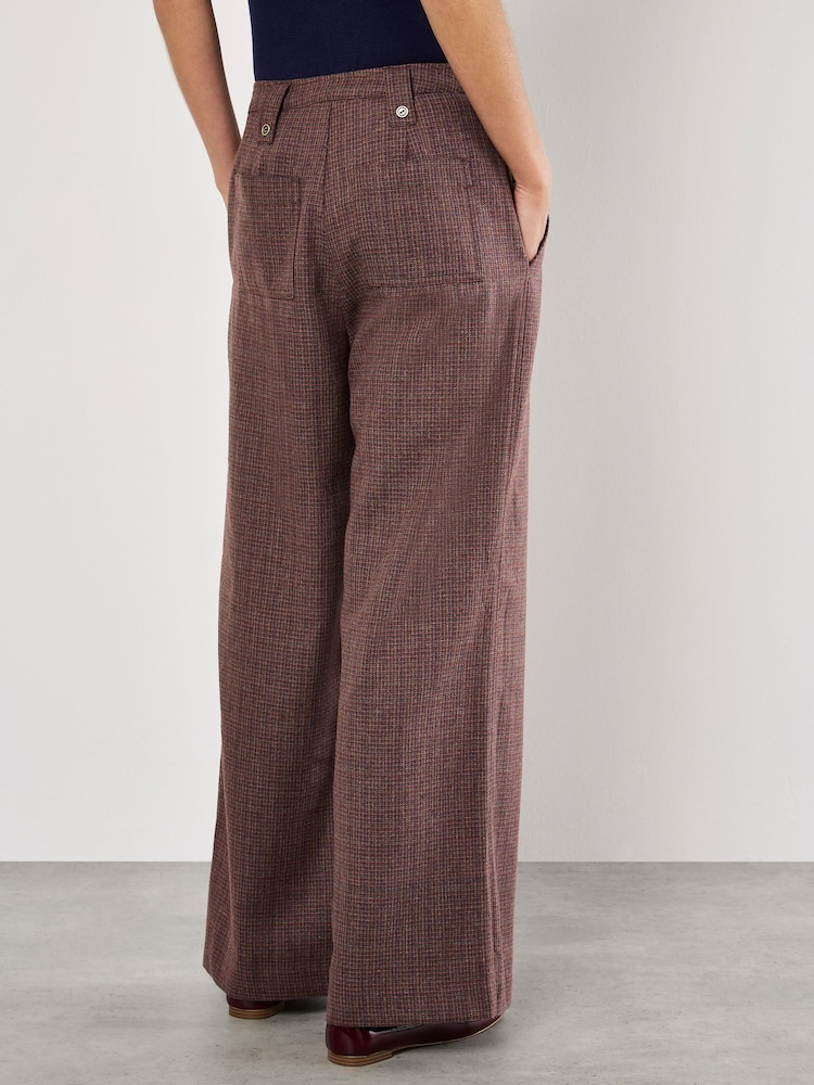 Apricot Brown Mini Check Wide Leg Trousers - Image 4 of 4 Apricot Brown Mini Check Wide Leg Trousers - Image 4 of 4
