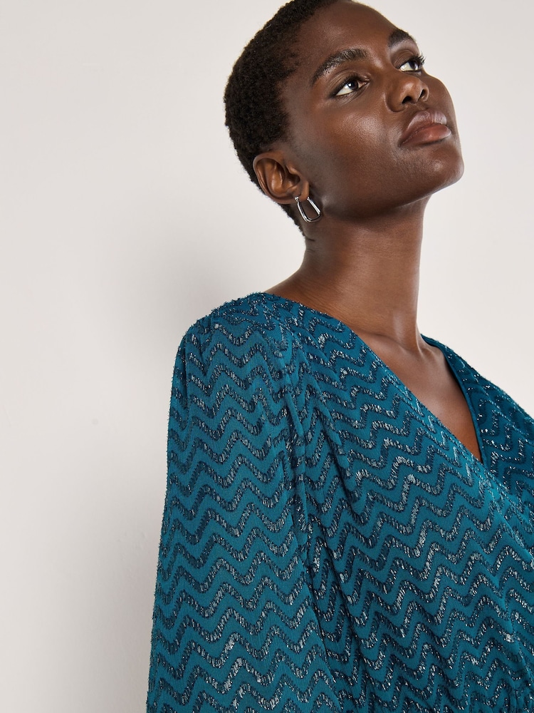 Buy Apricot Green Chevron Jacquard Wrap Dress from Next Luxembourg