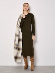 Apricot Green Knitted Clean Long Sleeve Midaxi Dress - Image 1 of 5