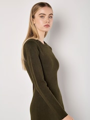 Apricot Green Knitted Clean Long Sleeve Midaxi Dress - Image 3 of 5