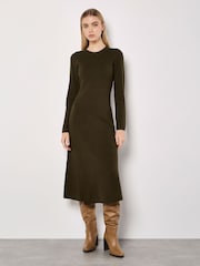 Apricot Green Knitted Clean Long Sleeve Midaxi Dress - Image 5 of 5