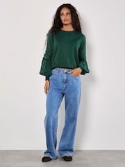 Apricot Green Chiffon Crochet Sleeves Jumper - Image 4 of 4