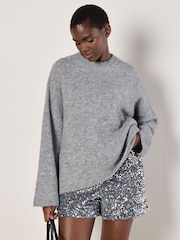 Apricot Grey Oversized Fluffy Yarn Jumper - Image 2 of 5