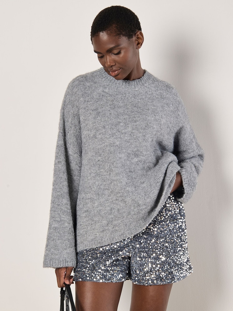 Apricot Grey Oversized Fluffy Yarn Jumper - Image 2 of 5