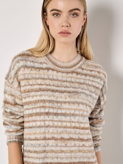 Apricot Natural Multi Stripe Cable Jumper Dress - Image 3 of 5