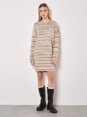 Apricot Natural Multi Stripe Cable Jumper Dress - Image 4 of 5