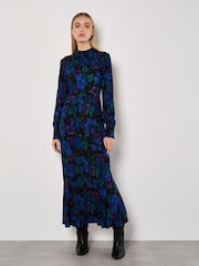 Apricot Blue Ornate Floral Halter Neck Midaxi Dress - Image 1 of 5