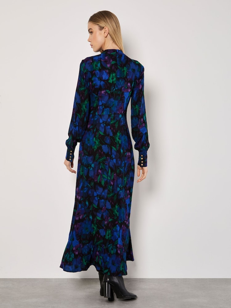 Apricot Blue Ornate Floral Halter Neck Midaxi Dress - Image 5 of 5