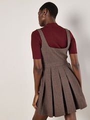 Apricot Red Mini Pleated Check Skater Dress - Image 3 of 4