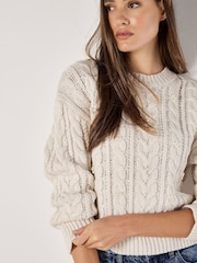 Apricot Cream Faux Pearl Cable Knit Jumper - Image 2 of 4