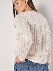 Apricot Cream Faux Pearl Cable Knit Jumper - Image 3 of 4