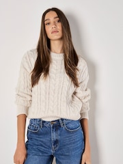 Apricot Cream Faux Pearl Cable Knit Jumper - Image 4 of 4