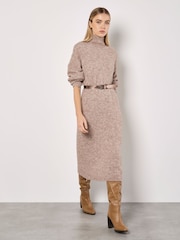 Apricot Natural Oversize Hairy Midi Jumper Dress - Image 2 of 6