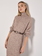 Apricot Natural Oversize Hairy Midi Jumper Dress - Image 3 of 6